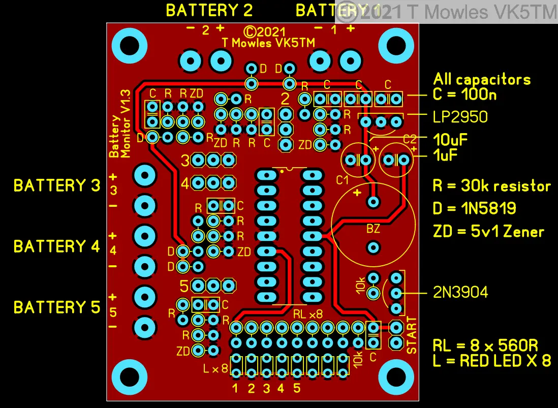 battery monitor pcb component overlay