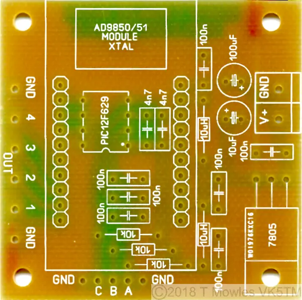 Simple DDS VFO pcb top